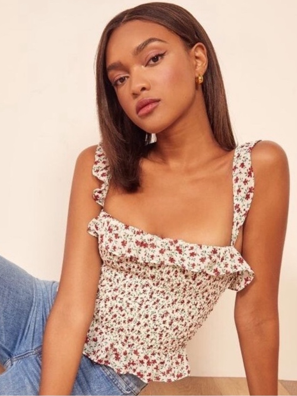 Reformation Smocked Top